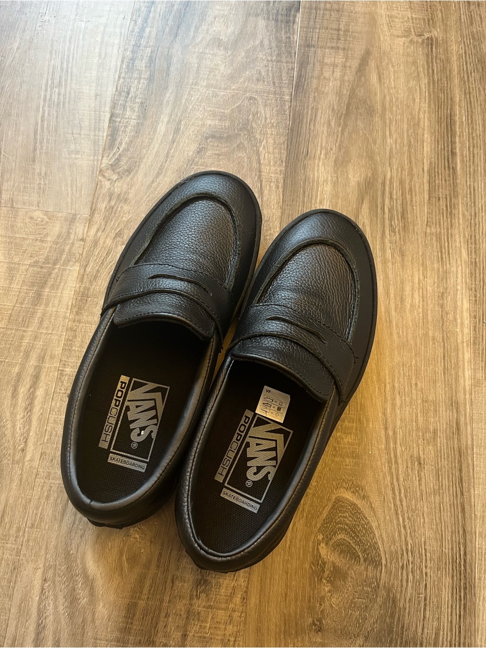 Vans Black Leather Penny Loafers